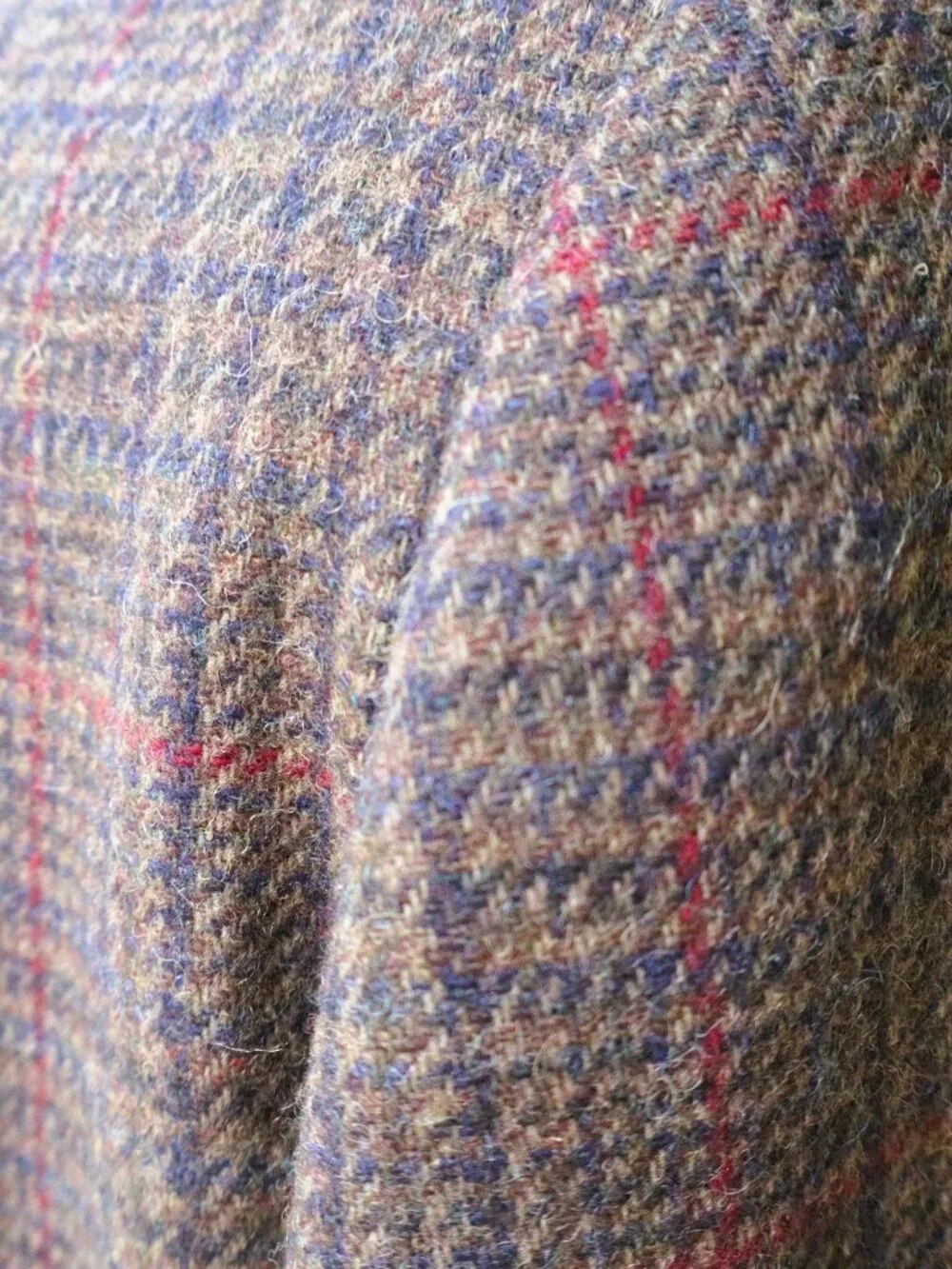 Vintage Wool Plaid Blazer Suede Trim Jacket Women 12 Made in Russia